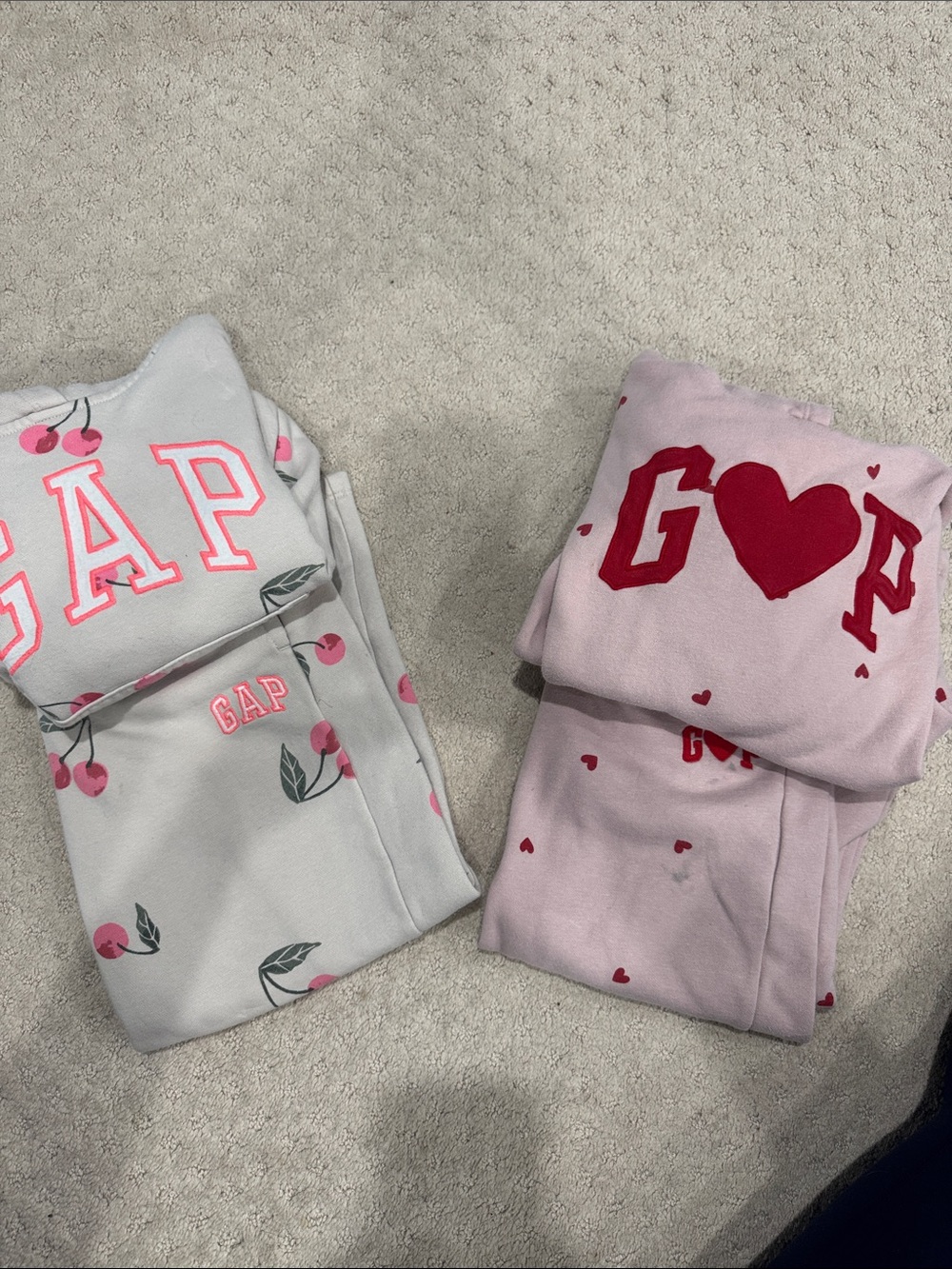 GAP Kids Sweatsuit Set - Two Pairs- Pink Heart and Cherry Sets